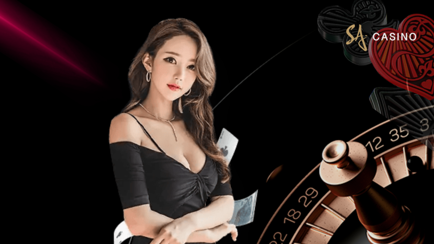 ผู้หญิงในชุดสีดำถือไพ่ พร้อมให้บริการทุกท่านใน SAGAME88
